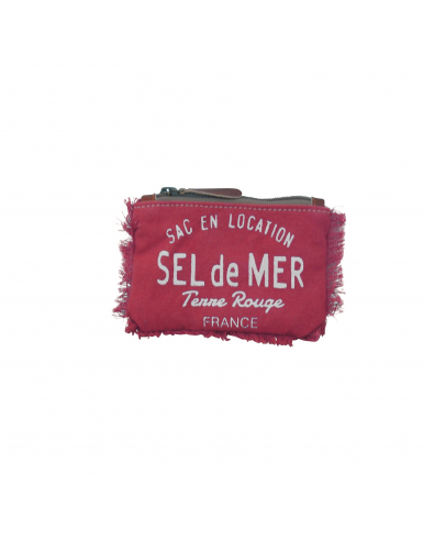 Pochette PM Fushia "Sel de Mer", zip, coton (15*11 cm)