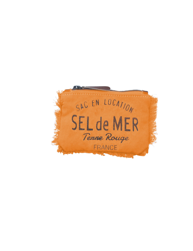 Pochette PM Orange "Sel de Mer", zip, coton (15*11 cm)