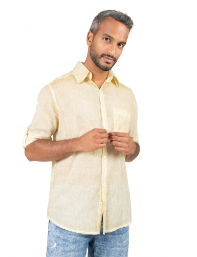 Chemisier homme washed "Beige Tequila ", manches longues, 1 poche, coton, SMLXL