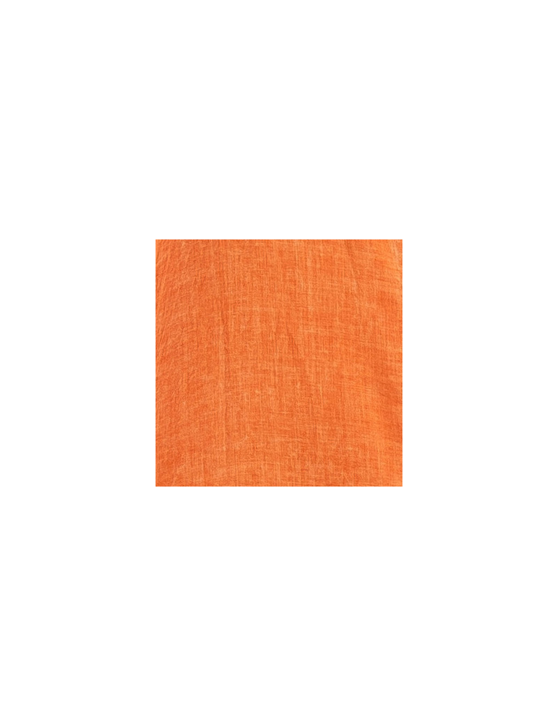 Pareo/Echarpe "Orange crepuscule" washed, bords frangés, coton (180x110cm)