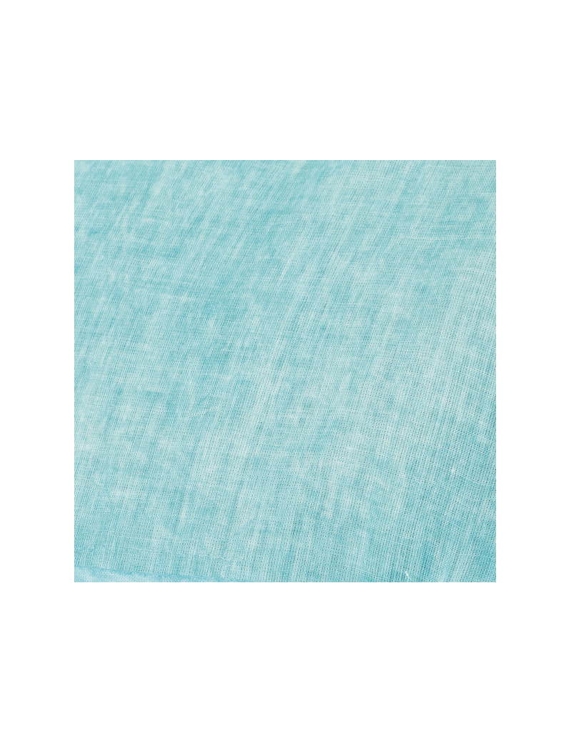 Pareo/Echarpe "Bleu Caraibes", washed, bords frangés, coton (180x110cm)