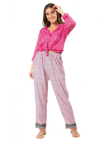 Pantalon "Graphik mexicain Rose maracas" taille elastique,poches cotés polyester