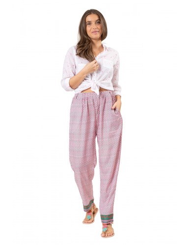 Pantalon "Graphik mexicain Rose maracas" taille elastique,poches cotés polyester
